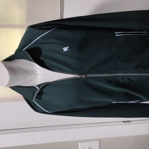 Express mens green zip jacket with light blue piping trim. Large